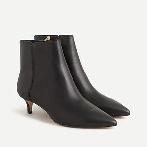 Fiona Kitten-Heel Ankle Boots in Black Leather